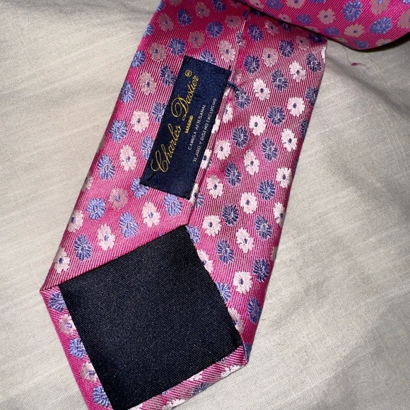 Charles Dastier Silk Tie Pink Floral - Picture 3 of 4